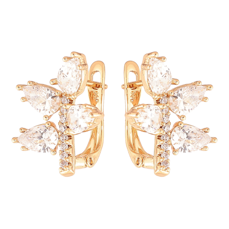 Сережки Xuping Позолота 18K англійський замок «Гілочки з кристалами» фото №17 Сережки Xuping Позолота 18K англійський замок «Гілочки з кристалами» фото №17