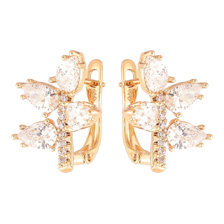 Сережки Xuping Позолота 18K англійський замок «Гілочки з кристалами» фото №1