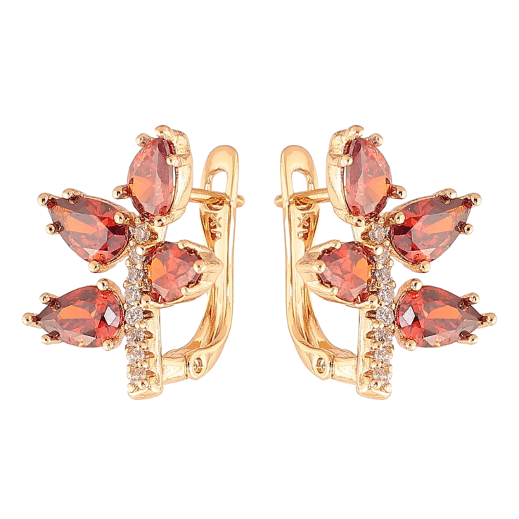 Серьги Xuping Позолота 18K английский замок Веточки с красными кристаллами фото №19 Серьги Xuping Позолота 18K английский замок Веточки с красными кристаллами фото №19