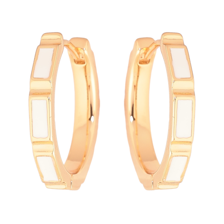 Серьги Xuping Позолота 18K колечки Узор с белой эмалью фото №20 Серьги Xuping Позолота 18K колечки Узор с белой эмалью фото №20