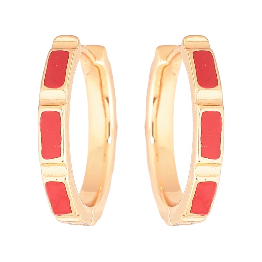 Серьги Xuping Позолота 18K колечки Узор с красной эмалью фото №1