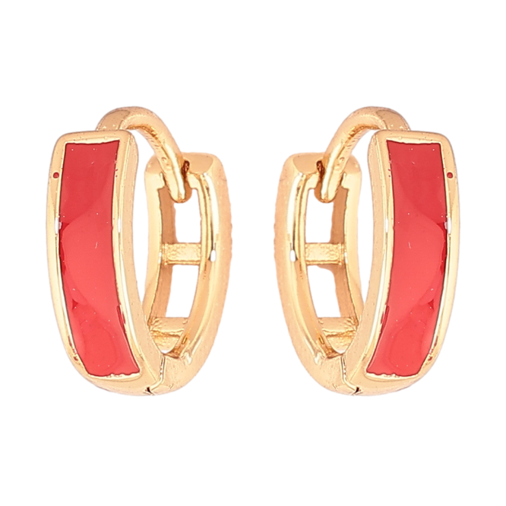 Серьги Xuping Позолота 18K колечки Покраска красной эмалью ø 11мм фото №16