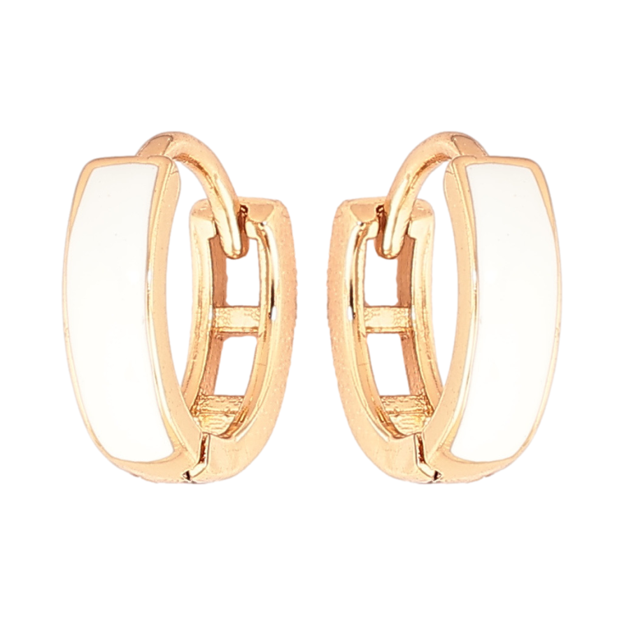 Серьги Xuping Позолота 18K колечки Покраска белой эмалью ø 11мм фото №1 Серьги Xuping Позолота 18K колечки Покраска белой эмалью ø 11мм фото №1