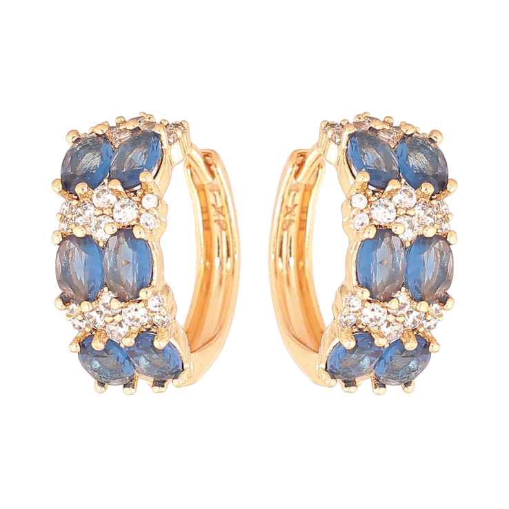 Серьги Xuping Позолота 18K колечки Инкрустация бело-синими кристаллами фото №14 Серьги Xuping Позолота 18K колечки Инкрустация бело-синими кристаллами фото №14