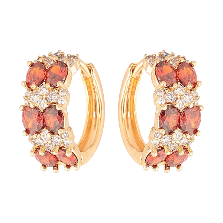 Серьги Xuping Позолота 18K колечки Инкрустация бело-красными кристаллами фото №15 Серьги Xuping Позолота 18K колечки Инкрустация бело-красными кристаллами фото №15