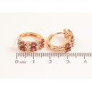 Серьги Xuping Позолота 18K колечки Инкрустация бело-красными кристаллами фото №2