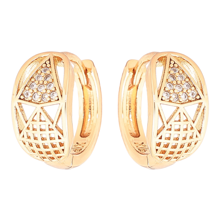 Серьги Xuping Позолота 18K колечки Узор с кристаллами фото №5