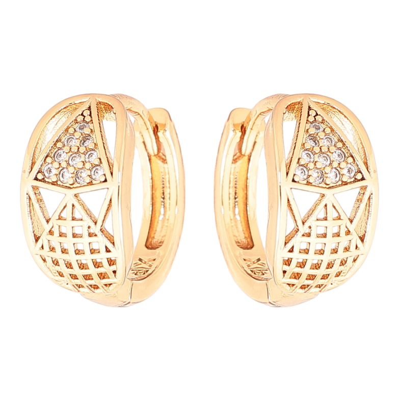 Сережки Xuping Позолота 18K колечка «Візерунок з кристалами» фото №4