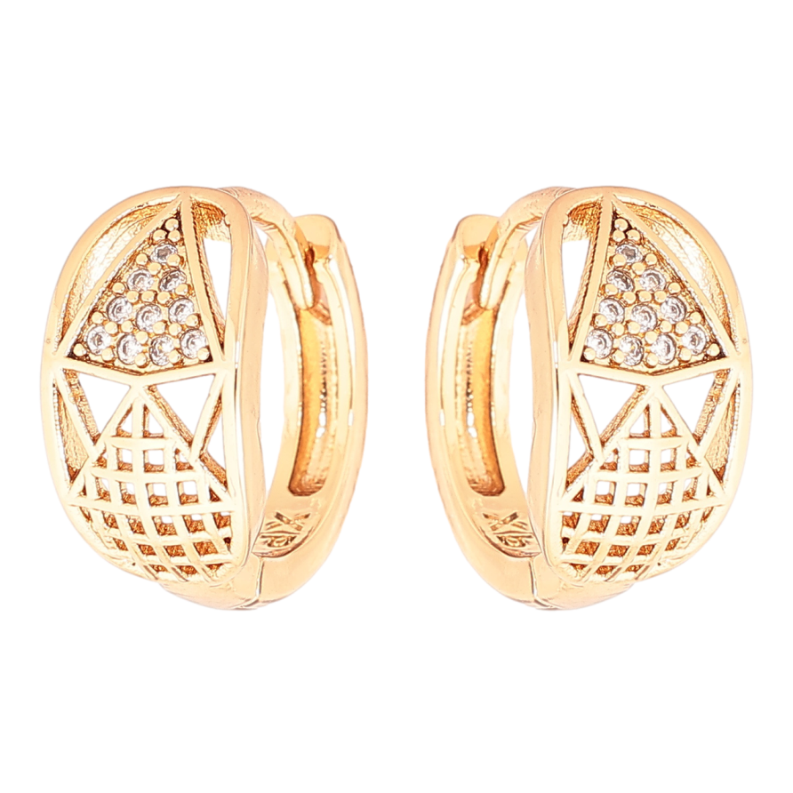 Серьги Xuping Позолота 18K колечки Узор с кристаллами фото №1