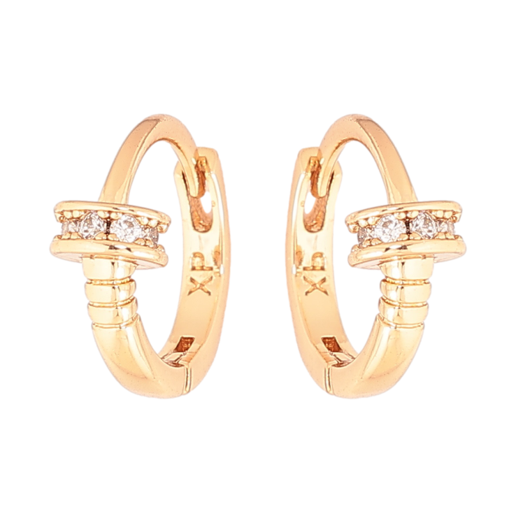 Сережки Xuping Позолота 18K колечка «Візерунок з кристалами» фото №3 Сережки Xuping Позолота 18K колечка «Візерунок з кристалами» фото №3