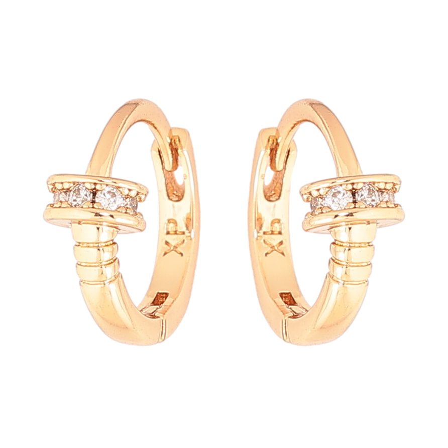 Серьги Xuping Позолота 18K колечки Узор с кристаллами фото №1 Серьги Xuping Позолота 18K колечки Узор с кристаллами фото №1