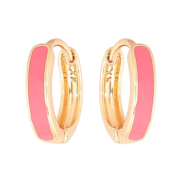Серьги Xuping Позолота 18K колечки Покраска розовой эмалью ø 14мм фото №14