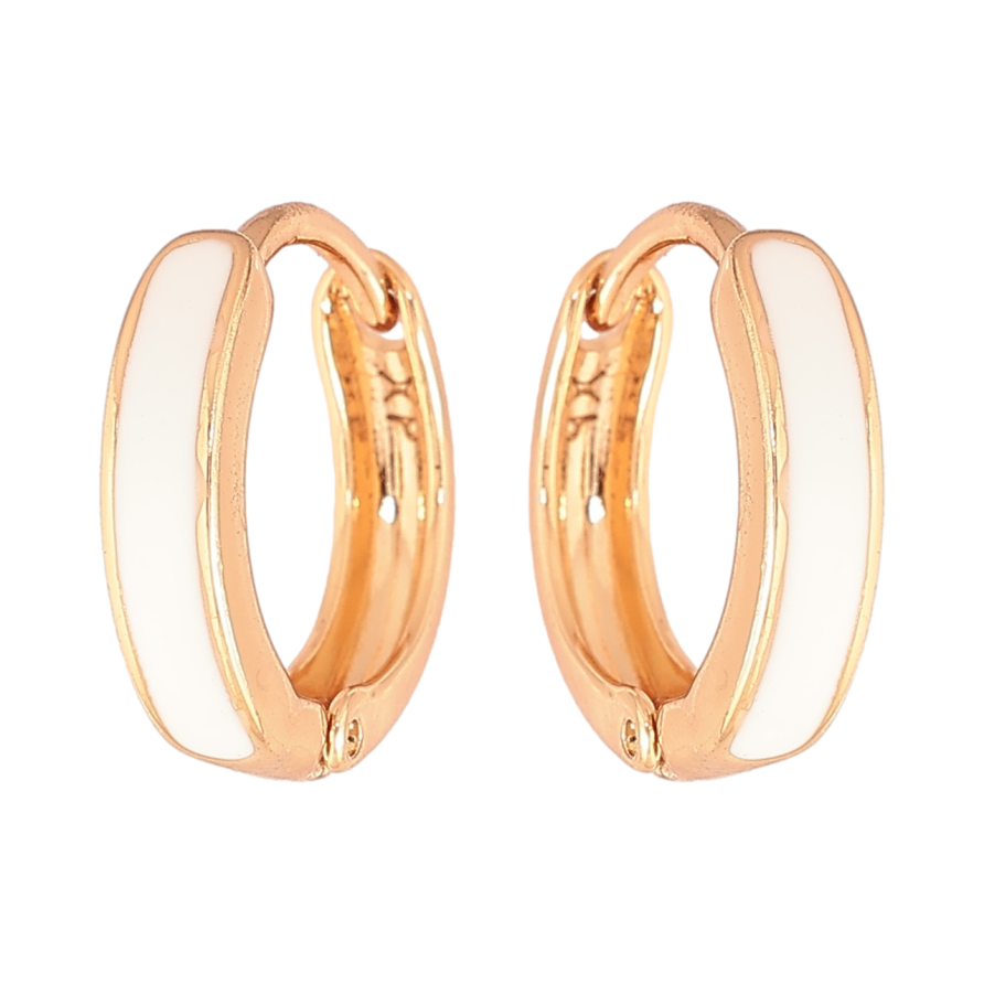 Сережки Xuping Позолота 18K колечка «Пофарбовані білою емаллю» ø 14мм фото №1 Сережки Xuping Позолота 18K колечка «Пофарбовані білою емаллю» ø 14мм фото №1