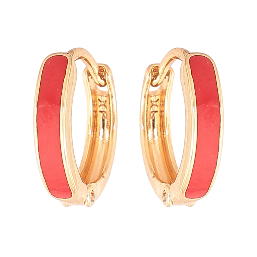 Серьги Xuping Позолота 18K колечки Покраска красной эмалью ø 14мм фото №1 Серьги Xuping Позолота 18K колечки Покраска красной эмалью ø 14мм фото №1