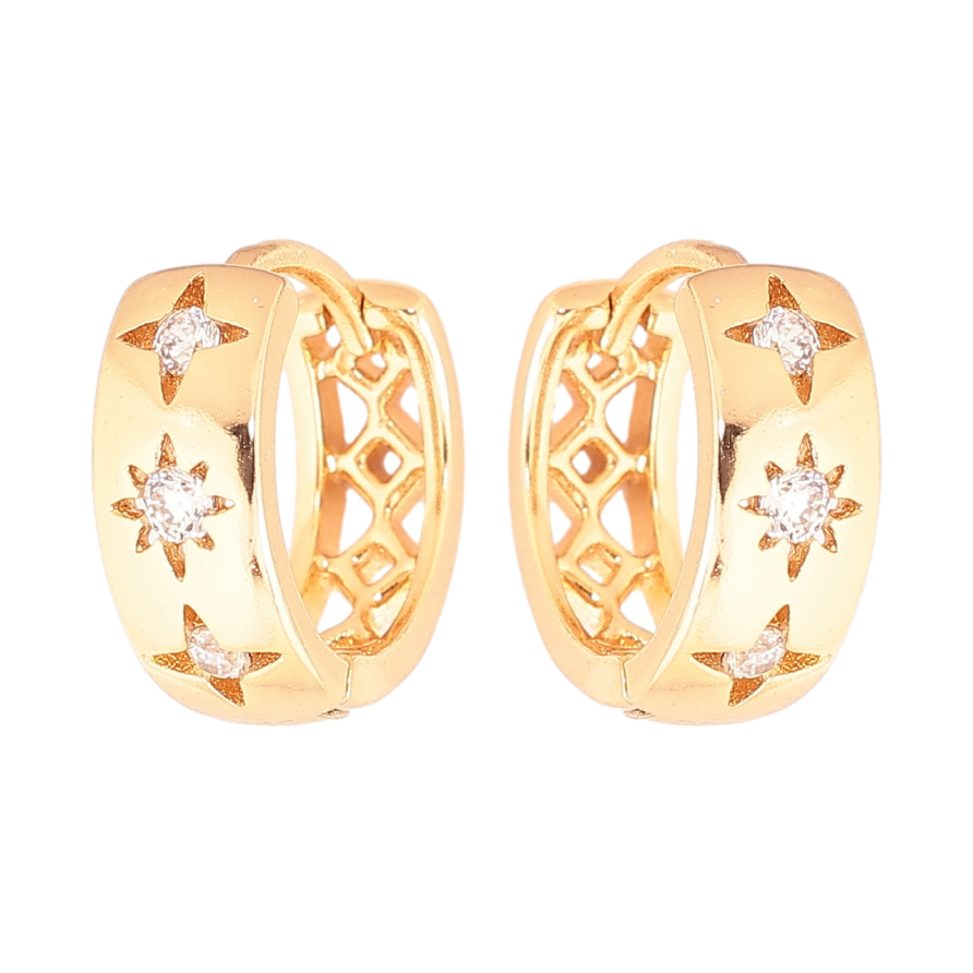 Серьги Xuping Позолота 18K колечки Узор звезды с кристаллами фото №1