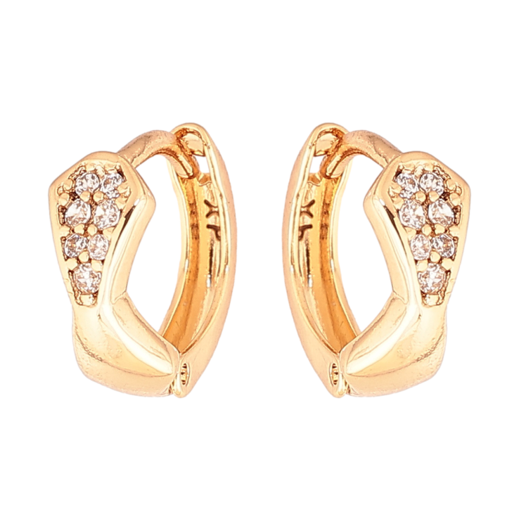 Серьги Xuping Позолота 18K колечки Узор с кристаллами фото №3