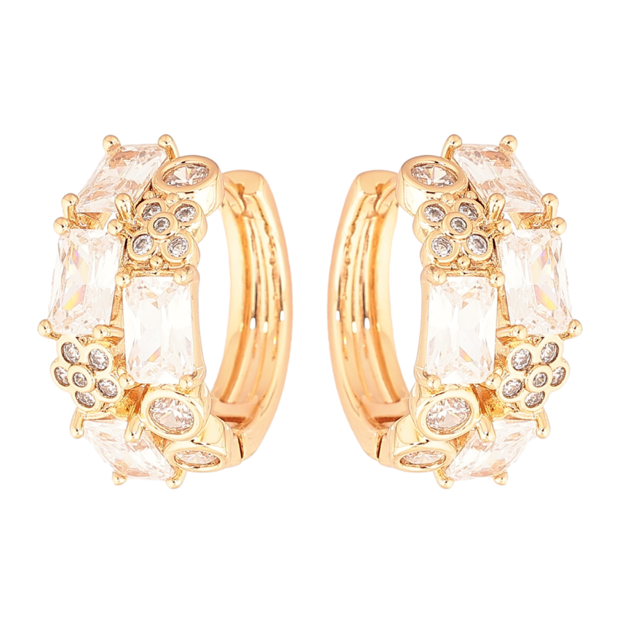 Серьги Xuping Позолота 18K колечки Инкрустация кристаллами фото №1 Серьги Xuping Позолота 18K колечки Инкрустация кристаллами фото №1
