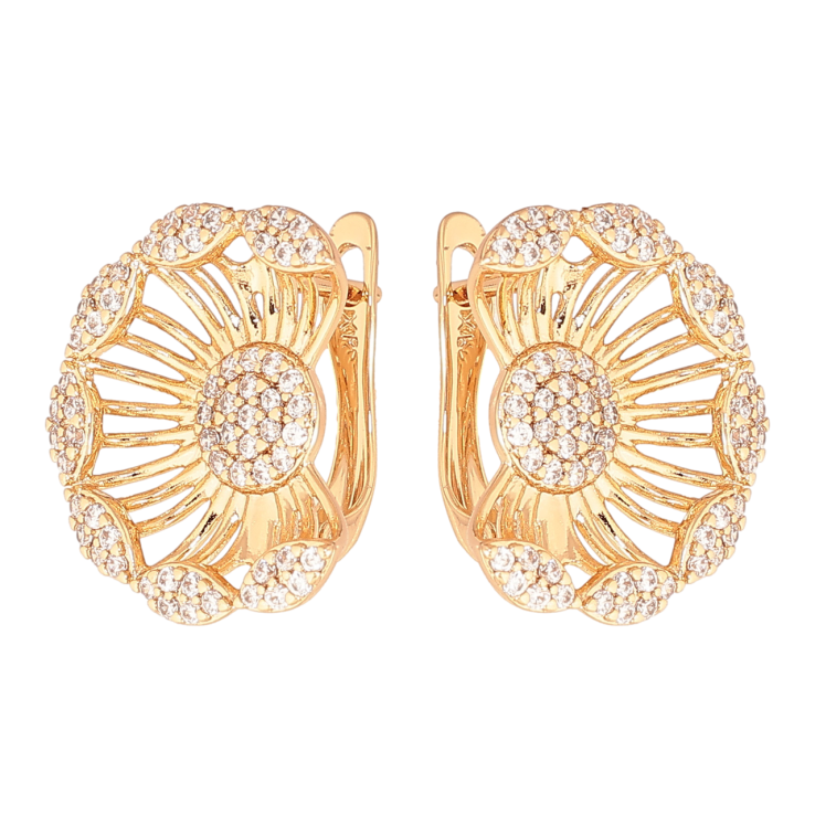 Серьги Xuping цвет Позолота 18K английский замок Цветочки с инкрустацией кристаллами фото №20 Серьги Xuping цвет Позолота 18K английский замок Цветочки с инкрустацией кристаллами фото №20