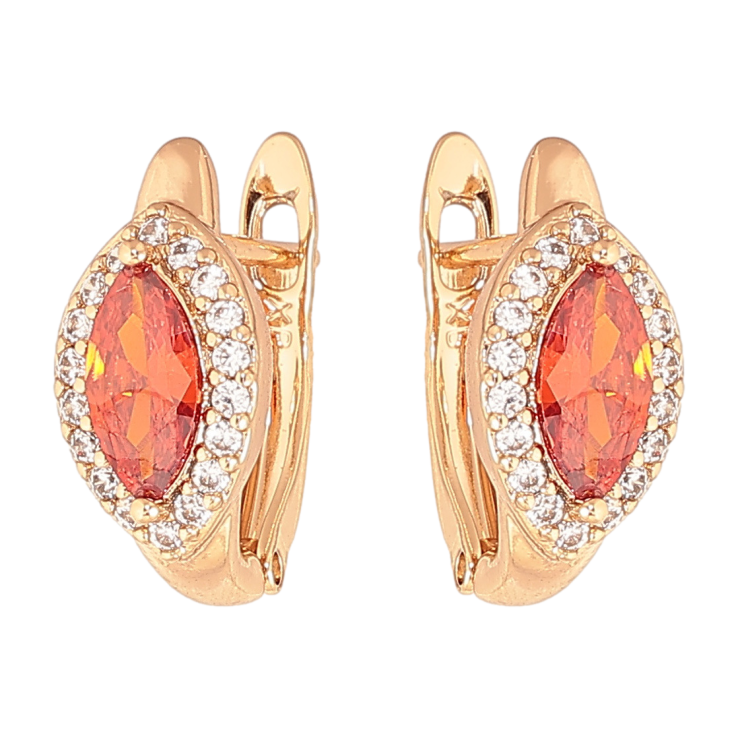 Серьги Xuping цвет Позолота 18K английский замок Красные кристаллы в обрамлении фото №6 Серьги Xuping цвет Позолота 18K английский замок Красные кристаллы в обрамлении фото №6