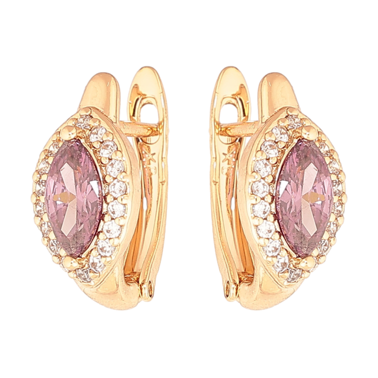 Серьги Xuping цвет Позолота 18K английский замок Сиреневые кристаллы в обрамлении фото №21 Серьги Xuping цвет Позолота 18K английский замок Сиреневые кристаллы в обрамлении фото №21