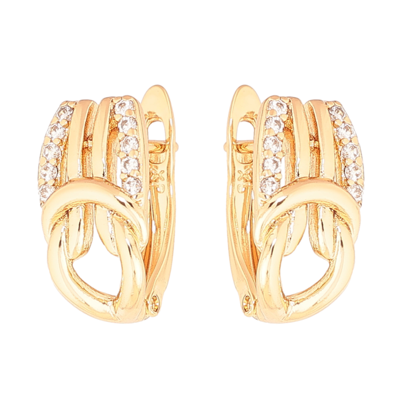 Серьги Xuping цвет Позолота 18K английский замок Декоративный узор с кристаллами фото №1 Серьги Xuping цвет Позолота 18K английский замок Декоративный узор с кристаллами фото №1