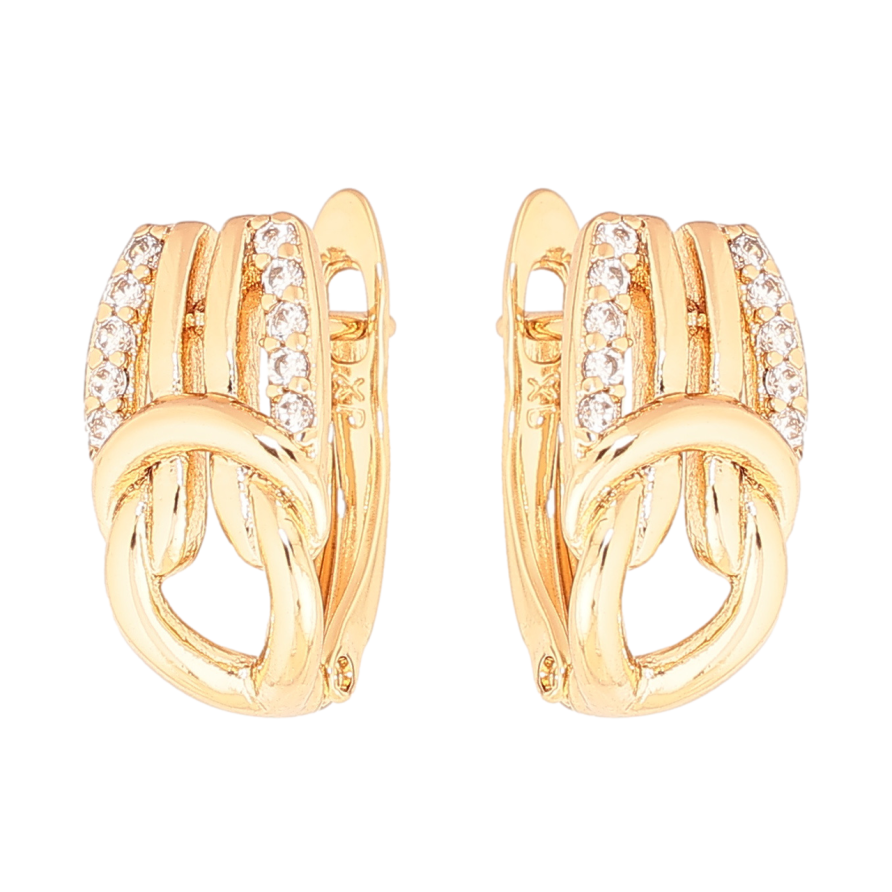 Серьги Xuping цвет Позолота 18K английский замок Декоративный узор с кристаллами фото №1 Серьги Xuping цвет Позолота 18K английский замок Декоративный узор с кристаллами фото №1
