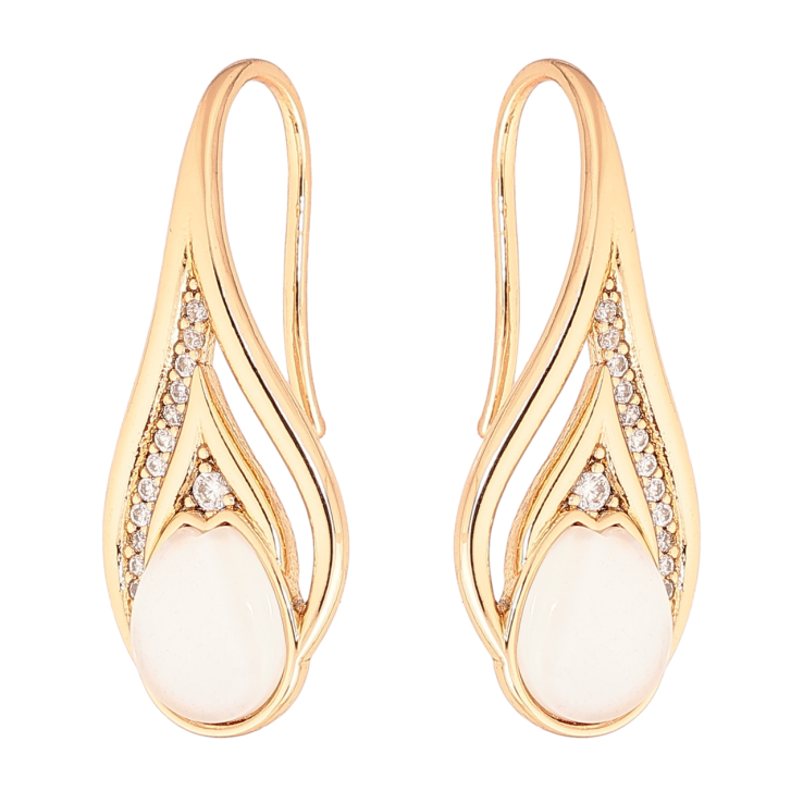 Серьги Xuping цвет Позолота 18K французский замок Изящный узор с белыми кристаллами фото №10 Серьги Xuping цвет Позолота 18K французский замок Изящный узор с белыми кристаллами фото №10