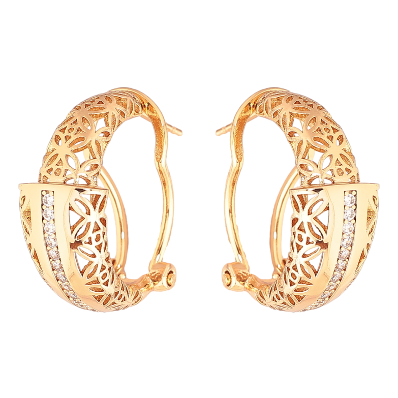 Серьги Xuping цвет Позолота 18K итальянский замок Декоративный резной орнамент фото №3 Серьги Xuping цвет Позолота 18K итальянский замок Декоративный резной орнамент фото №3