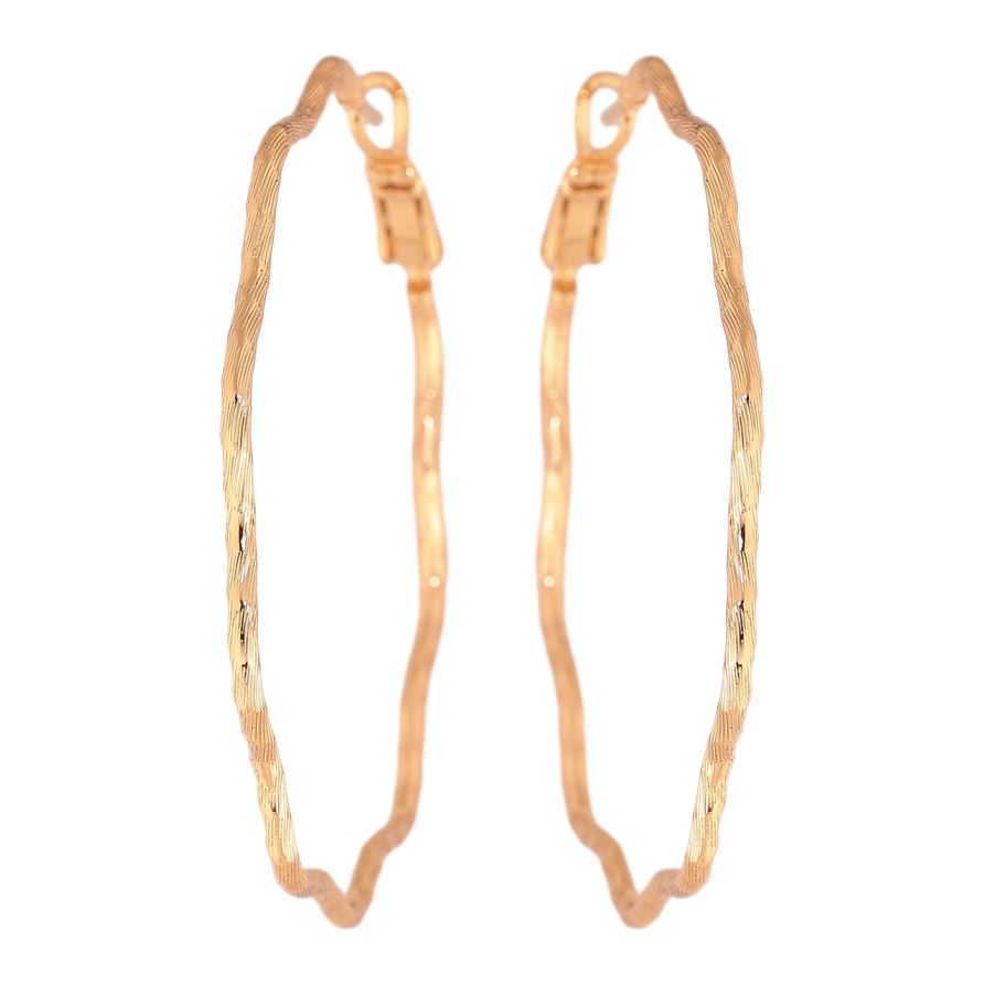Сережки Xuping колір Позолота 18K кільця (конго) Хвилясті з візерунком ø 5см фото №1 Сережки Xuping колір Позолота 18K кільця (конго) Хвилясті з візерунком ø 5см фото №1