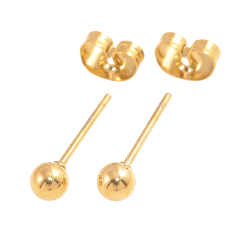 Сережки Xuping TTM Stainless Steel колір 14К пусети Кульки ø 4мм фото №1 Сережки Xuping TTM Stainless Steel колір 14К пусети Кульки ø 4мм фото №1