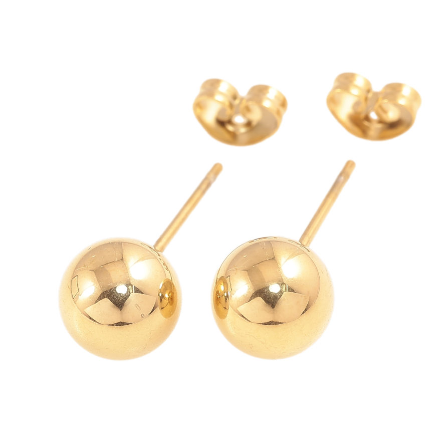 Серьги Xuping TTM Stainless Steel цвет 14К пусеты Шарики ø 8мм фото №1 Серьги Xuping TTM Stainless Steel цвет 14К пусеты Шарики ø 8мм фото №1