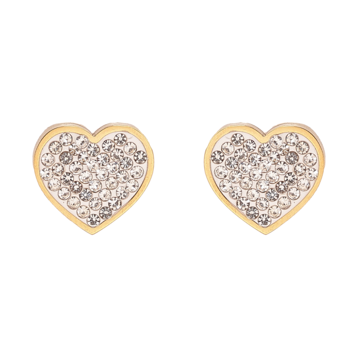 Серьги Xuping TTM Stainless Steel цвет 14К пусеты Сердечки с кристаллами фото №16