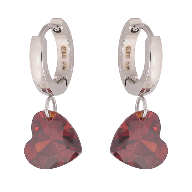 Серьги Xuping TTM Stainless Steel цвет Родий подвески на колечках Кристальные красные сердечки фото №11 Серьги Xuping TTM Stainless Steel цвет Родий подвески на колечках Кристальные красные сердечки фото №11