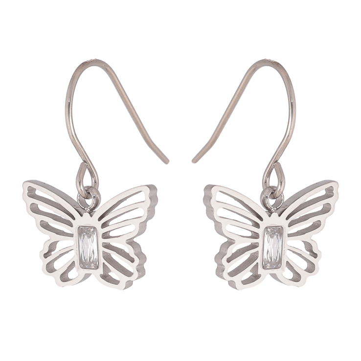 Серьги Xuping TTM Stainless Steel цвет Родий французский замок Бабочки фото №22