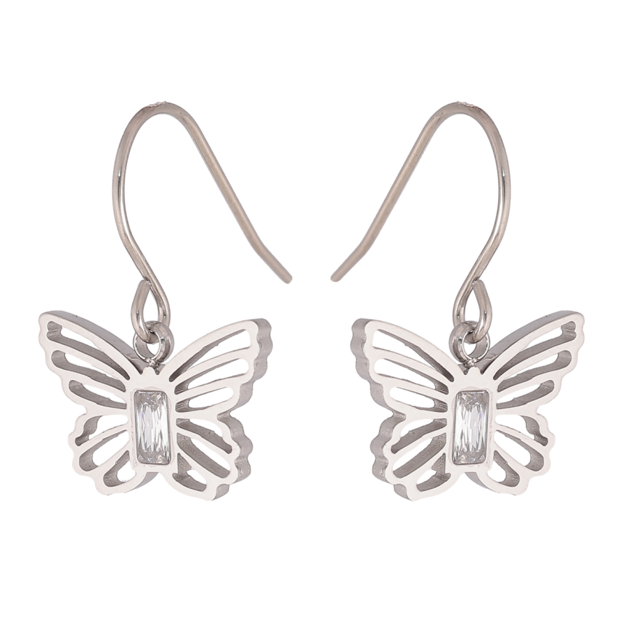 Серьги Xuping TTM Stainless Steel цвет Родий французский замок Бабочки фото №1