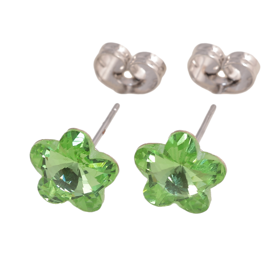 Серьги Xuping цвет Родий с кристаллами Swarovski пусеты Кристальные цветочки Peridot фото №1 Серьги Xuping цвет Родий с кристаллами Swarovski пусеты Кристальные цветочки Peridot фото №1