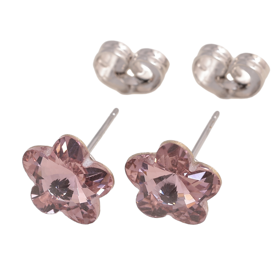 Сережки Xuping колір Родій з кристалами Swarovski пусети Кристальні квіточки Antique Pink фото №1 Сережки Xuping колір Родій з кристалами Swarovski пусети Кристальні квіточки Antique Pink фото №1