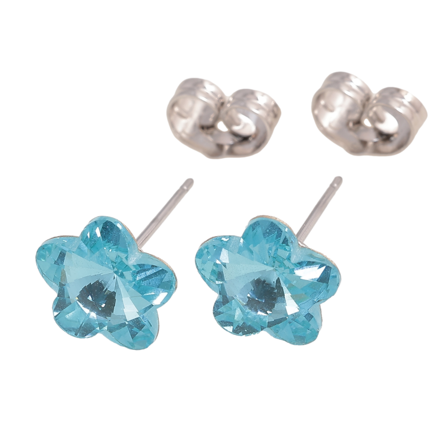 Сережки Xuping колір Родій з кристалами Swarovski пусети Кристальні квіточки Aquamarine фото №1 Сережки Xuping колір Родій з кристалами Swarovski пусети Кристальні квіточки Aquamarine фото №1