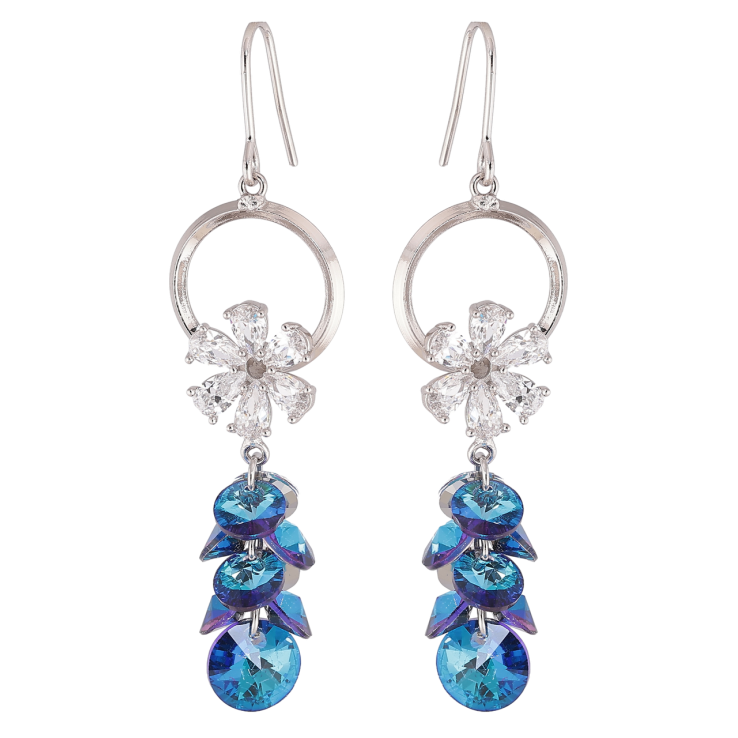 Серьги Xuping цвет Родий с кристаллами Swarovski французский замок Подвески с кристаллами Bermuda Blue фото №18 Серьги Xuping цвет Родий с кристаллами Swarovski французский замок Подвески с кристаллами Bermuda Blue фото №18