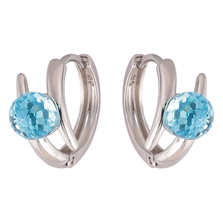 Сережки Xuping колір Родій з кристалами Swarovski колечка Візерунок з кристальними кульками Aquamarine фото №5 Сережки Xuping колір Родій з кристалами Swarovski колечка Візерунок з кристальними кульками Aquamarine фото №5