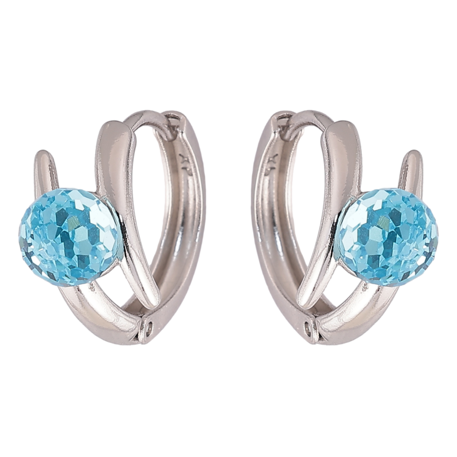 Серьги Xuping цвет Родий с кристаллами Swarovski колечки Узор с кристальными шариками Aquamarine фото №1 Серьги Xuping цвет Родий с кристаллами Swarovski колечки Узор с кристальными шариками Aquamarine фото №1