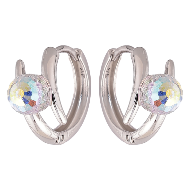Серьги Xuping цвет Родий с кристаллами Swarovski колечки Узор с кристальными шариками АВ фото №10 Серьги Xuping цвет Родий с кристаллами Swarovski колечки Узор с кристальными шариками АВ фото №10