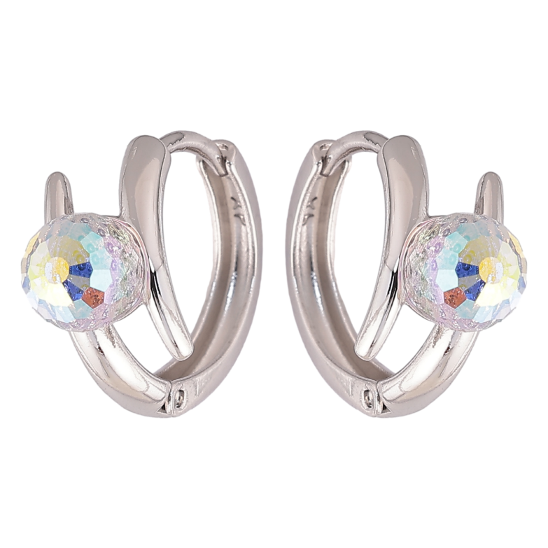 Сережки Xuping колір Родій з кристалами Swarovski колечка Візерунок з кристальними кульками AВ фото №4 Сережки Xuping колір Родій з кристалами Swarovski колечка Візерунок з кристальними кульками AВ фото №4