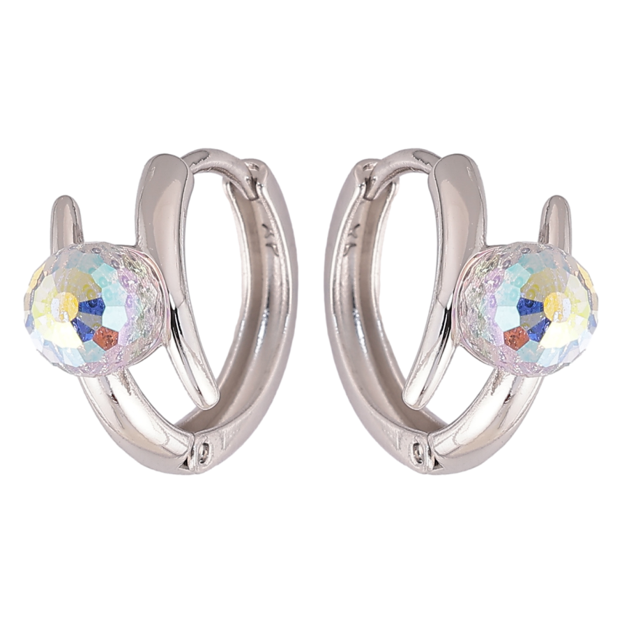 Серьги Xuping цвет Родий с кристаллами Swarovski колечки Узор с кристальными шариками АВ фото №1 Серьги Xuping цвет Родий с кристаллами Swarovski колечки Узор с кристальными шариками АВ фото №1