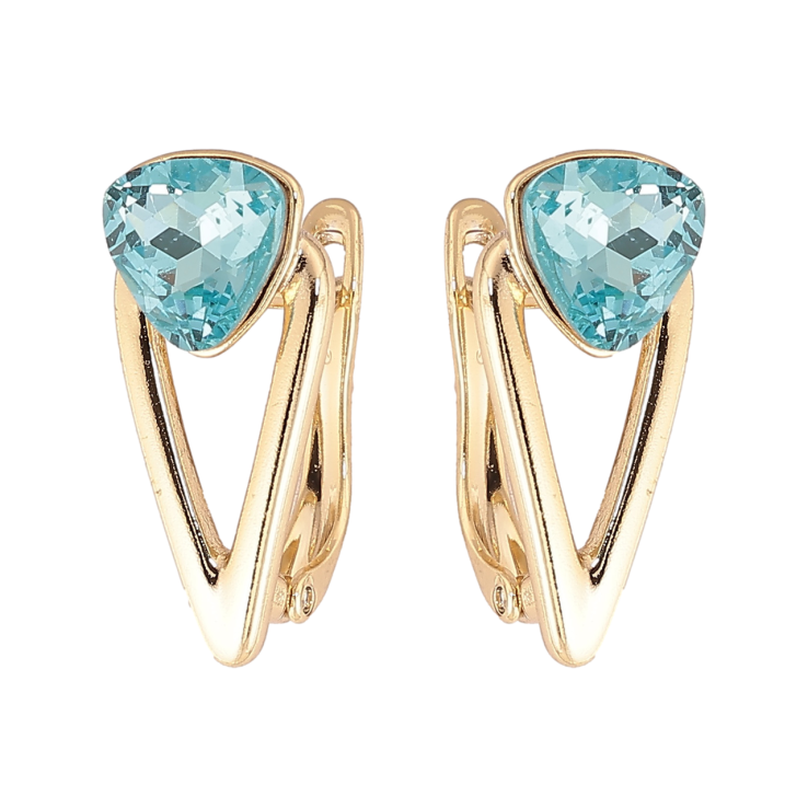 Серьги Xuping цвет Позолота 14K с кристаллами Swarovski английский замок Узор с кристаллами Light Turquoise фото №5 Серьги Xuping цвет Позолота 14K с кристаллами Swarovski английский замок Узор с кристаллами Light Turquoise фото №5