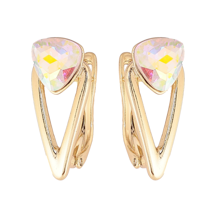 Сережки Xuping колір Позолота 14K з кристалами Swarovski англійський замок Візерунок з кристалами АВ фото №13