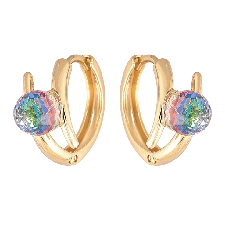 Сережки Xuping колір Позолота 14K з кристалами Swarovski колечка Візерунок з кристальними кульками Vitrail Medium фото №11