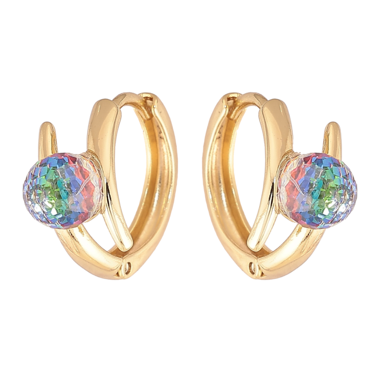 Сережки Xuping колір Позолота 14K з кристалами Swarovski колечка Візерунок з кристальними кульками Vitrail Medium фото №2