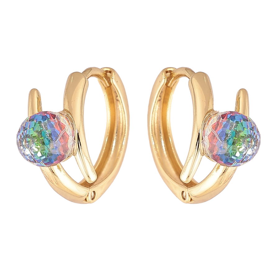 Сережки Xuping колір Позолота 14K з кристалами Swarovski колечка Візерунок з кристальними кульками Vitrail Medium фото №1