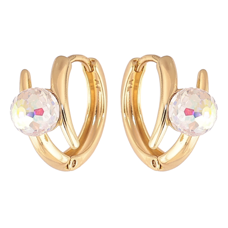 Сережки Xuping колір Позолота 14K з кристалами Swarovski колечка Візерунок з кристальними кульками Shimmer фото №5